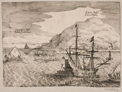 Sobre el desembarco de los holandeses en la Isla del Coco de Matthäus Merian d.Æ.