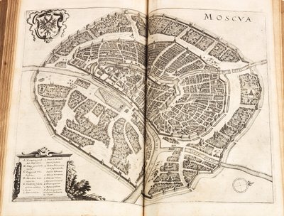 Mapa de Moscú. De: Newe Archontologia cosmica por Johann Ludwig Gottfried, 1646 de Matthaus the Elder Merian