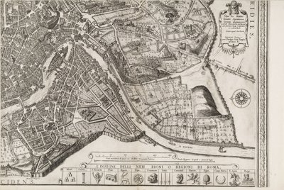 Mapa de Roma. Parte inferior derecha de Matthaus Greuter
