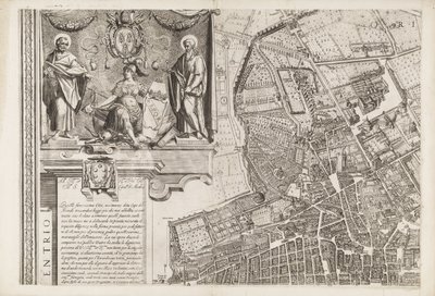 Mapa de Roma. Parte Superior Izquierda de Matthaus Greuter