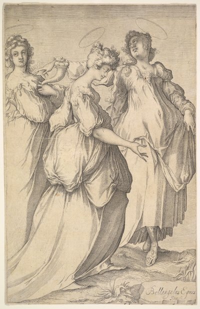 Tres figuras femeninas con halo, ca. 1610-50 de Matthaus Merian