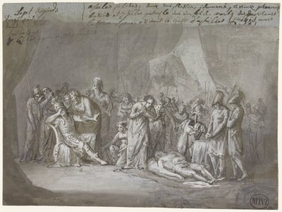 El cadáver de Patroclo en la tienda de Aquiles se lamenta de Mattheus Ignatius van Bree