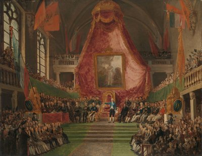 Inauguración solemne de la Universidad de Gante por el Príncipe de Orange en el Salón del Trono del Ayuntamiento el 9 de octubre de 1817 de Mattheus Ignatius van Bree