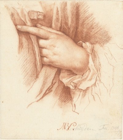 Estudio de una mano izquierda en paños de Mattheus Verheyden