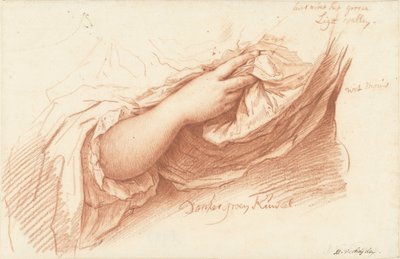 Estudio de un brazo y una mano derechos en una manga ancha de Mattheus Verheyden