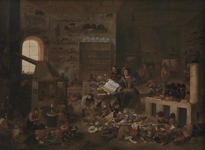 Un alquimista en su laboratorio de Mattheus van Helmont