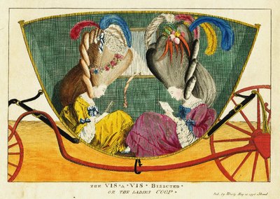 El vis-a-vis bisectado, o el gallinero de las damas, 1776 de Matthew Darly