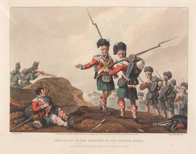 Anécdota de la valentía del gaitero escocés del 71º Regimiento de Highland, en la Batalla de Vimiero de Matthew Dubourg