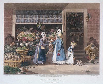 Mercado de Londres, una vendedora de frutas, 1822 de Matthew Dubourg