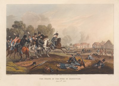 La muerte del duque de Brunswick, 15 de junio de 1815 (impresión) de Matthew Dubourg