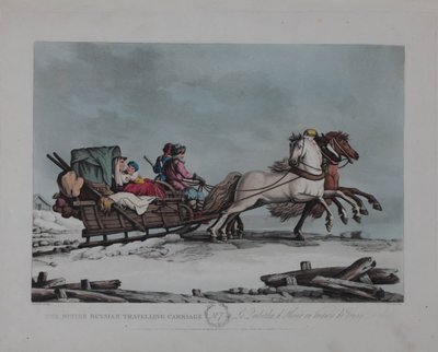El carruaje de viaje ruso de invierno, 1810s de Matthew Dubourg