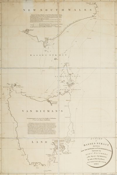 Carta del estrecho de Basses, entre Nueva Gales del Sur y Van Diemans Land, levantada por el teniente Flinders del HMS 