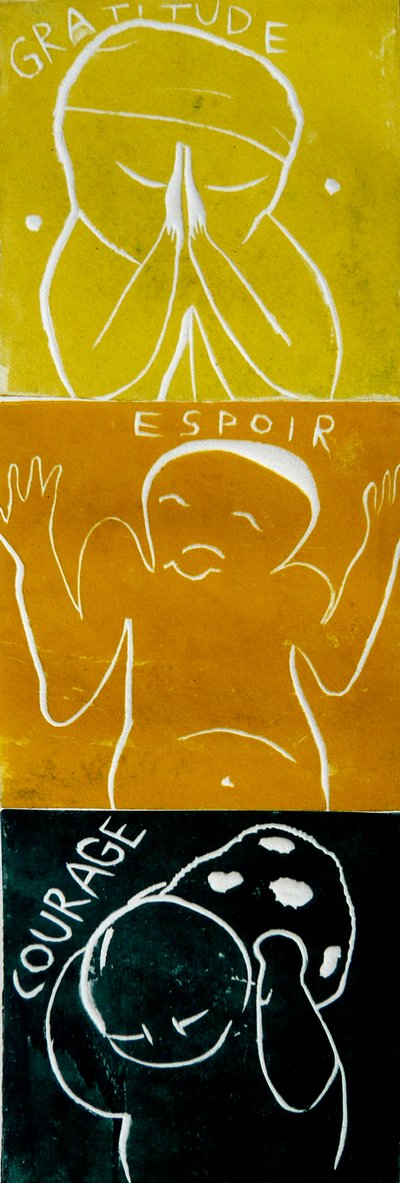 coraje esperanza gratitud alt, 2005 (linoprint) de Matthew Hilton