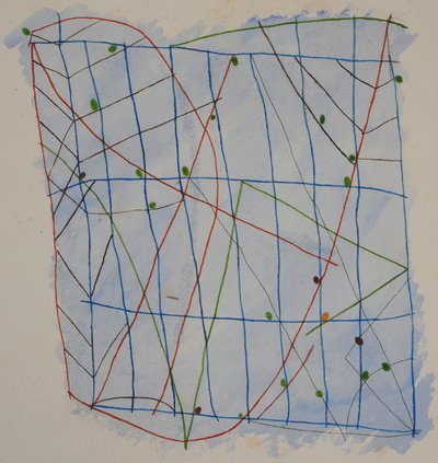 gráfico de palos 2, 2014 (lápiz acuarelable) de Matthew Hilton