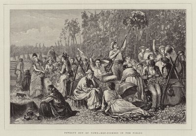 Pobreza fuera de la ciudad, recolectores de lúpulo en los campos de Matthew White Ridley
