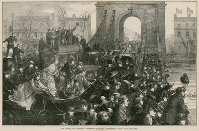 La carrera de botes de Oxford y Cambridge: Puente de Hammersmith el día de la carrera de Matthew White Ridley