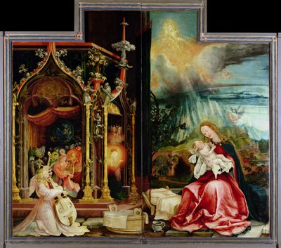 Natividad y concierto de ángeles del Retablo de Isenheim, panel central de Matthias (c.1480 1528) Grunewald