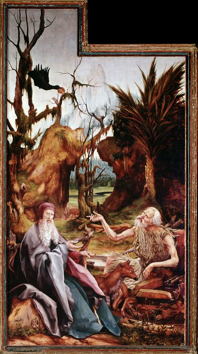 San Antonio el Grande y San Pablo en el desierto, Retablo de Issenheim de Matthias (c.1480 1528) Grunewald