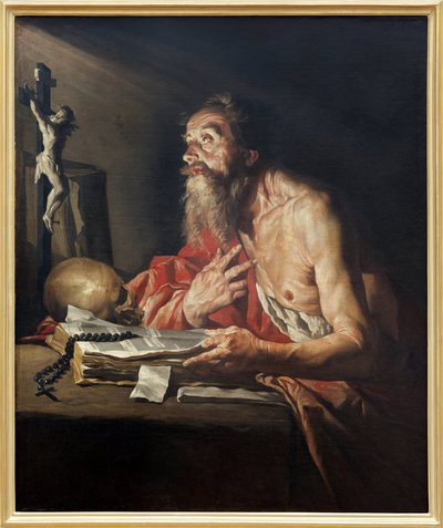 San Jerónimo, Pintura al óleo sobre lienzo de Mathias Stomer (Matthias Stom) (1600-apres 1650) - Fotografía, KIM Youngtae, Nantes, Musee des Beaux Arts de Nantes de Matthias (c.1600 p.1650) Stomer