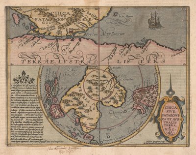 Chica sive Patagonica et Australis Terra de Geographisches Handtbuch, 1600 de Matthias Quad