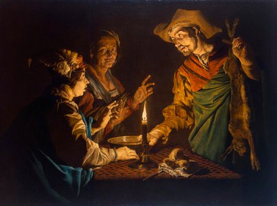 Esaú y Jacob, 1640s de Matthias Stomer