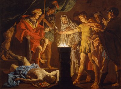 Mucio Escévola en presencia de Lars Porsenna, 1640s de Matthias Stomer