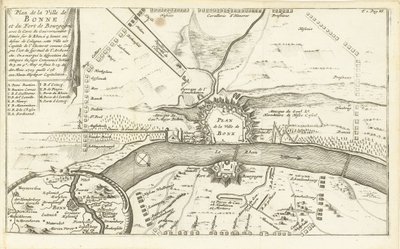Beleg van Bonn, 1703 Plano de la Ciudad de Bonne y el Fuerte de Borgoña (...) (título sobre objeto) de Matthijs Pool (possibly)
