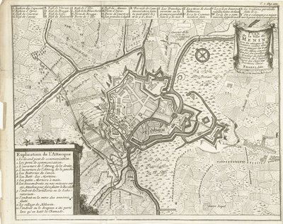 Asedio de Menin, 1706 Plan de la Ville de Menin (...) (título sobre objeto) de Matthijs Pool (possibly)