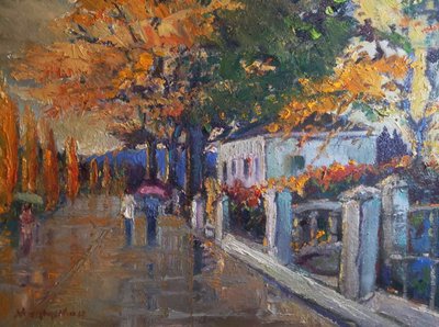 Calle lluviosa en otoño de Matthys Moss