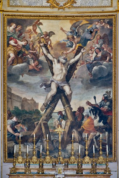 Crucifixión del Santo, episodios de la vida de San Andrés de Mattia Preti