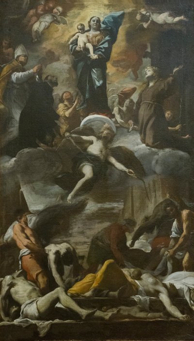 Boceto del fresco votivo de la peste de 1656 de Mattia (1613 99) Preti
