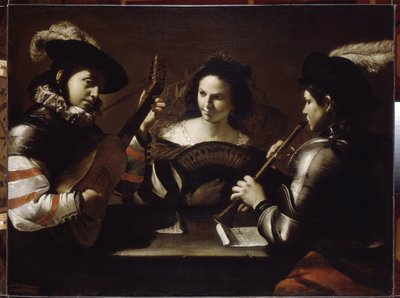 Concierto. Pintura de Mattia Preti (1613-1699), óleo sobre lienzo, hacia 1630. Arte italiano de Mattia Preti