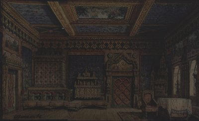 Diseño de escenario para la obra de teatro Muerte de Iván el Terrible de A. Tolstoy de Matvey Andreyevich Shishkov