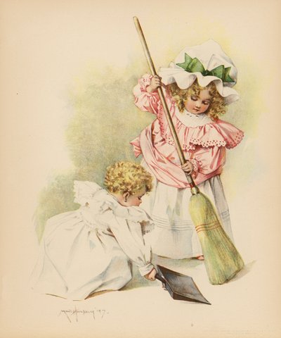 Limpieza de la casa (litografía en color) de Maud Humphrey