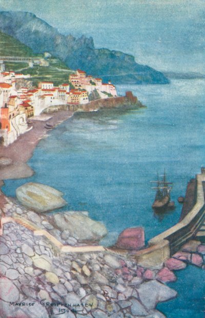 Atardecer en Amalfi (litografía en color) de Maurice (after) Greiffenhagen