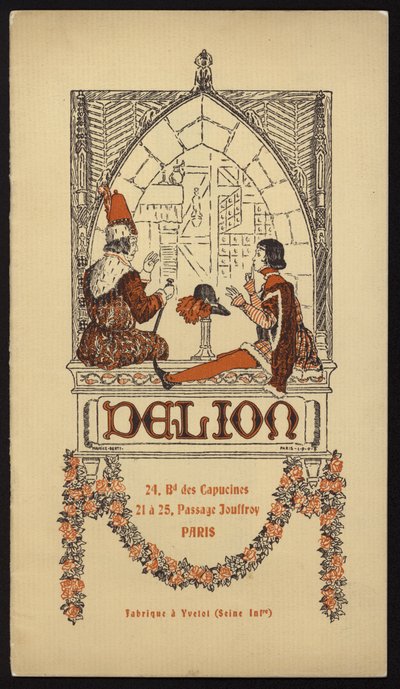 Ilustración de la portada del catálogo de sombreros publicado por Delion, París, en 1908 (litografía) de Maurice Berty