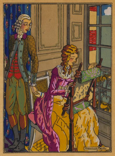 Ilustración para Les Liaisons Dangereuses de Choderlos De Laclos (litografía en color) de Maurice Berty