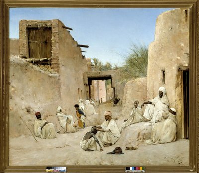 Una calle del Oasis de Chetma en Argelia. Pintura de Maurice Bompard (1882) de Maurice Bompard