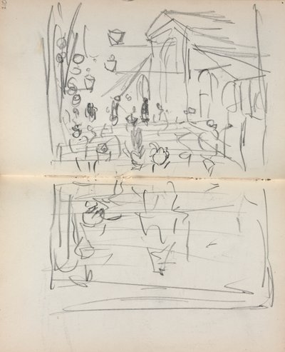 Cuaderno de Bocetos Italiano: Puente con Figuras página 209 y 210, 1898-1899 de Maurice Brazil Prendergast