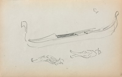 Cuaderno de bocetos italiano: Góndola y dos gondoleros página 14, 1898-1899 de Maurice Brazil Prendergast