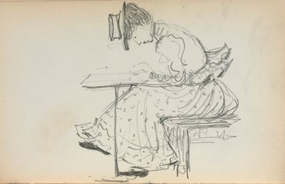 Cuaderno de bocetos italiano: Mujer sentada página 107, 1898-1899 de Maurice Brazil Prendergast
