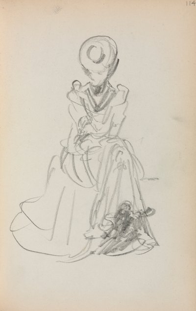 Cuaderno de bocetos italiano: Mujer sentada página 114, 1898-1899 de Maurice Brazil Prendergast
