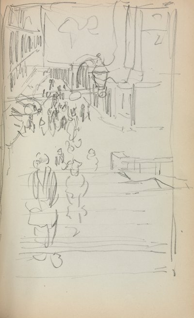 Cuaderno de Bocetos Italiano: Escaleras con Figuras página 165, 1898-1899 de Maurice Brazil Prendergast