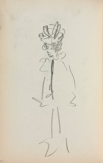 Cuaderno de bocetos italiano: Mujer de pie, página 126 de Maurice Brazil Prendergast