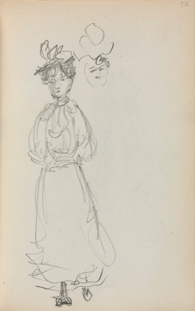 Cuaderno de bocetos italiano: Mujer de pie, página 52, 1898-1899 de Maurice Brazil Prendergast