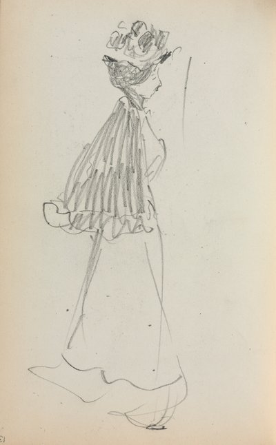 Cuaderno de Bocetos Italiano: Mujer de Pie de Perfil página 130, 1898-1899 de Maurice Brazil Prendergast