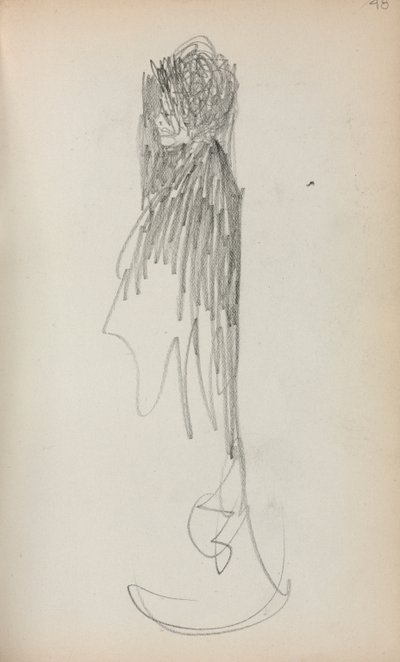 Cuaderno de bocetos italiano: Mujer de pie de perfil página 48, 1898-1899 de Maurice Brazil Prendergast