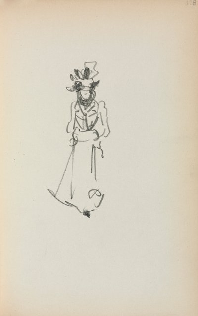 Cuaderno de bocetos italiano: Mujer de pie página 118, 1898-1899 de Maurice Brazil Prendergast