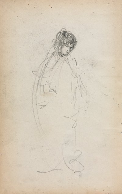 Cuaderno de bocetos italiano: Mujer de pie página 1, 1898-1899 de Maurice Brazil Prendergast