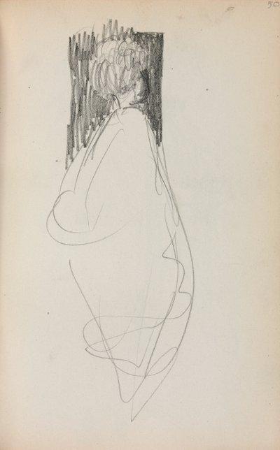 Cuaderno de bocetos italiano: Mujer de pie, página 50 de Maurice Brazil Prendergast